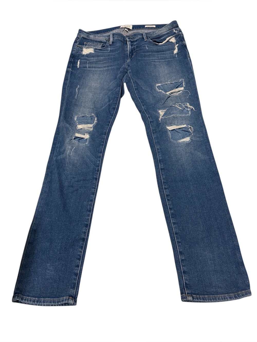 FRAME L’homme skinny 34 jeans distressed denim blue casual cotton grunge plus